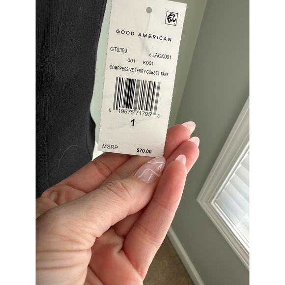 NWT Good American Black Compressive Terry Corset Tank Small - Picture 3 of 7